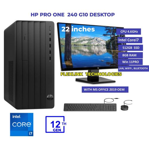 HP Pro Tower 290 G9 Desktop &ndash; Intel Core i7 12th Gen, 8GB RAM, 512GB SSD, 22-Inch Monitor, Windows 11 Pro, Business PC Bundle