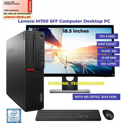 Lenovo ThinkCentre M700 SFF Desktop PC &ndash; Intel Core i7-8500, 16GB RAM, 512GB M.2 SSD, Windows 11 Pro + MS Office 365 Pro