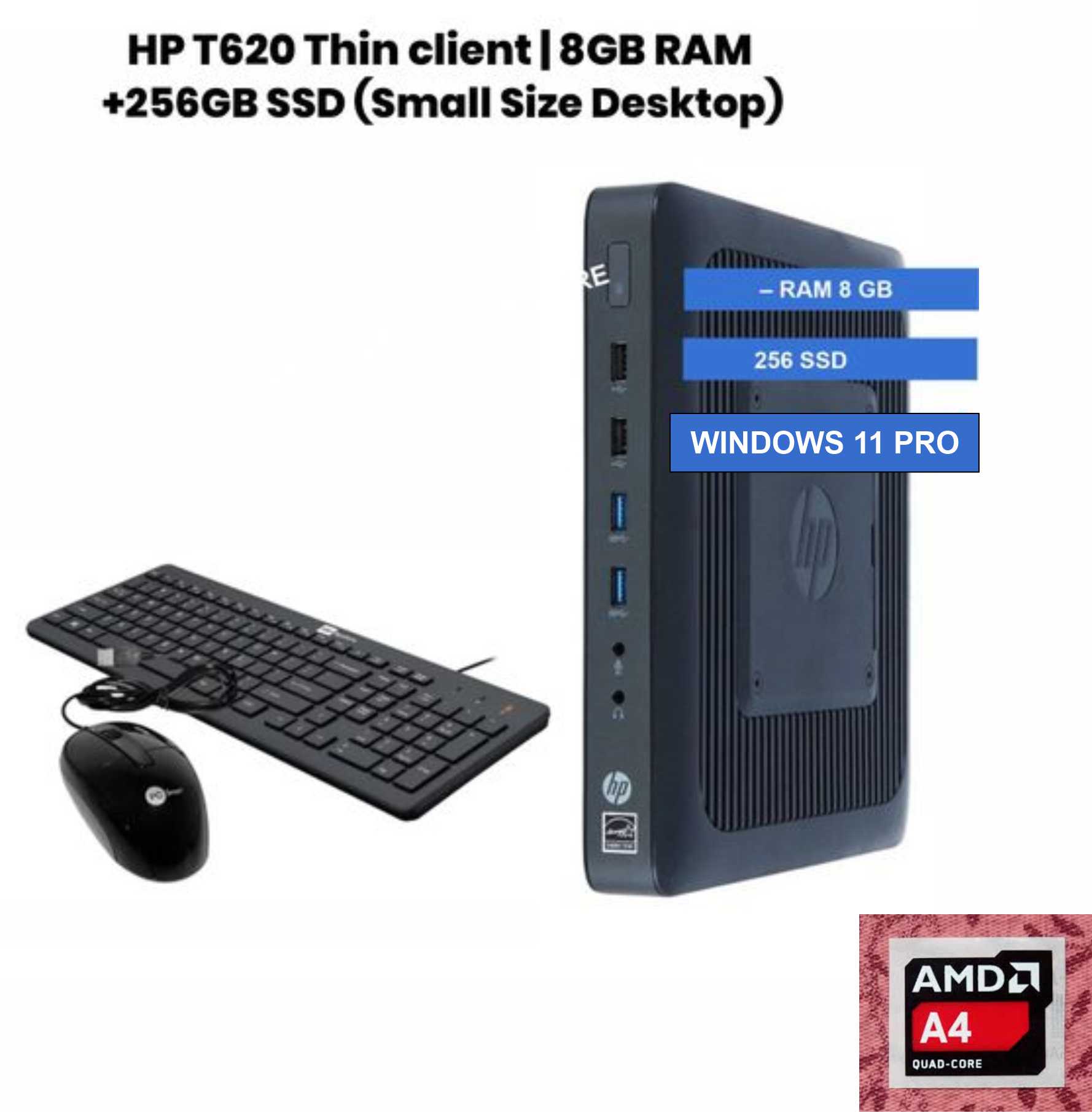 HP T620 Thin Client 8GB RAM 256GB SSD Windows 11 Pro Mini Desktop PC