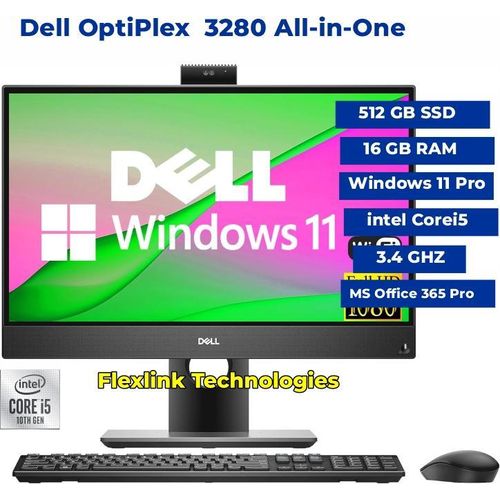 DELL OptiPlex 3280 All-in-One Desktop &ndash; Intel Core i5-10500T (10th Gen), 8GB RAM, 512GB SSD, 21.5&rdquo; FHD Display, Windows 11 Pro - Black
